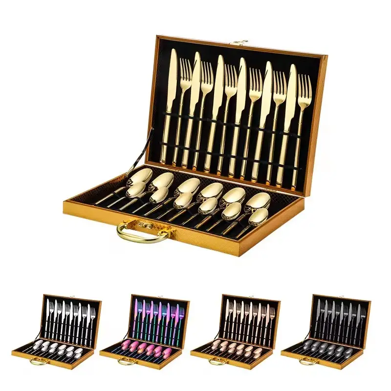 Stainless Steel Luxury Flatware Set Dinner Set Tableware Knife and Fork Spoon Gift Gold Plated Cutlery Set