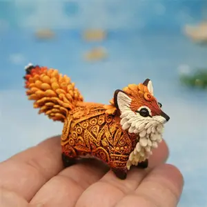 Nette Mini Fox Resin Craft Figur Desktop Kreative Ornamente Wohnzimmer Innenhof Garten Schreibtisch Dekoration
