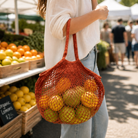 Tas Belanja Ramah Lingkungan dari Kain Katun 100% yang Dapat Digunakan Kembali, Bebas Sampah, dengan Logo Custom, Dapat Dicuci, untuk Buah, Sayur, dan Produk Lainnya