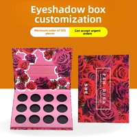 Boîte d'emballage pour palette de fards à paupières rouges, personnalisation sur mesure, motif rose, impression UV, emballage cosmétique, échantillons en petites séries