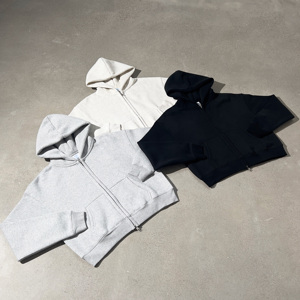 كنزة بغطاء رأس بسحاب كامل فارغة مقاس كبير ، Gsm طباعة نفخة ثقيلة سستة هوديس قطن وزن صندوق مخصص اقتصاص سحاب حتى هوديي - Product Image 5