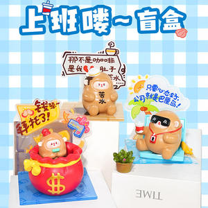 Caja ciega de trabajador auténtico, adornos de mono de dibujos animados, figura de soporte, muñeca de resina para regalo de cumpleaños de colega - Product Image 2