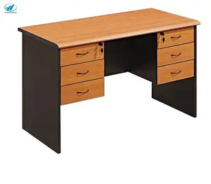 Vitory – mobilier de bureau moderne en mélamine, table de bureau ignifuge, Table d'étude en bois, table d'ordinateur de bureau à six tiroirs