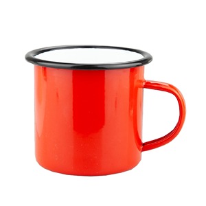Mug de camping en émail 12 oz avec logo personnalisé, style rétro, finition brillante, tasse à café en métal avec bord noir pour événements d'entreprise en plein air - Product Image 4