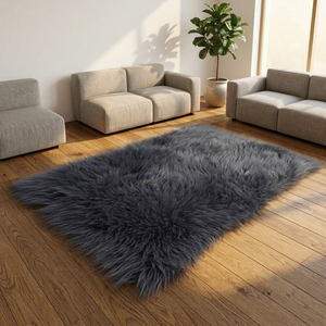 Tappeto Moderno Spesso <span class=keywords><strong>in</strong></span> Peluche <span class=keywords><strong>per</strong></span> <span class=keywords><strong>Soggiorno</strong></span>, Lavabile <span class=keywords><strong>in</strong></span> <span class=keywords><strong>Lavatrice</strong></span>, <span class=keywords><strong>in</strong></span> Pelliccia Sintetica, Antiscivolo, a Pelo Lungo, Effetto Peloso e Shaggy - Product Image 2