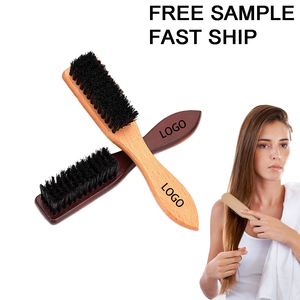 Custom logo <b>Natural</b> Wooden Hair <b>Brush</b> Soft Boar <b>Bristle</b> Ionic Round Wood Handle Hairdressing &Styling Hair Combs - Product Image 1