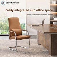 Chaise de conférence de direction haut de gamme en cuir PU, structure en bois, design ergonomique, pieds en acier, style moderne, fixe pour utilisation informatique
