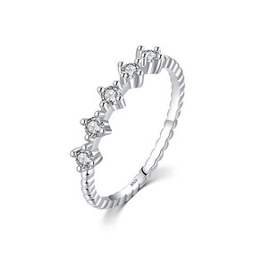 S925 <b>Silver</b> <b>Eternity</b> Band <b>Ring</b> With Round Diamond Prong Setting Classic Women's Engagement Jewelry - Product Image 1