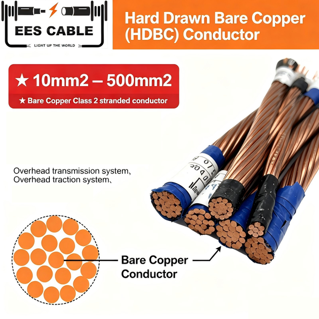 HDBC 50mm2 70mm2 120mm2 Hard Drawn Bare Copper Conductor 7/3.02mm 19/2.14mm 19/2.85mm Class 2 Stranded Conductor ASTM B1/B8