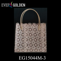 EG15044M-3 42X18X34CM Sac de plage rectangulaire en dentelle crochetée imperméable, cabas ajouré en dentelle, sac bandoulière, sac à main