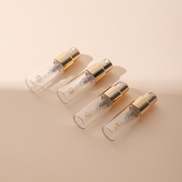 Grosir botol isi ulang bulat Mini 2ml pompa parfum kecil tanpa pinggiran uji semprot botol parfum kaca dengan penyemprot emas
