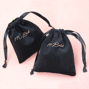 Bolsas de Regalo de Terciopelo Negro al por Mayor, Bolsas de Joyería con Cordón, Bolsas de Regalo con Logotipo Personalizado - Product Image 2