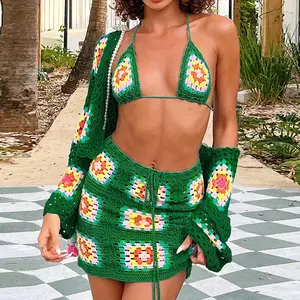 Boho Bra Y2K set di gonne estive da donna Halter Print Crop top Beachwear Sexy Festival 2022 gonne Fashion Skims Suits