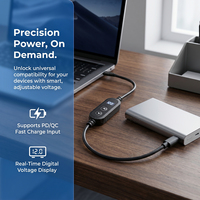 Kabel Pengisi Daya USB Tipe C PD QC 2.5mm DC Jack Trigger Kecepatan Tinggi dengan Tampilan Tegangan yang Dapat Disesuaikan 5V/9V/12V/15V/20V Daya yang Dapat Dipilih
