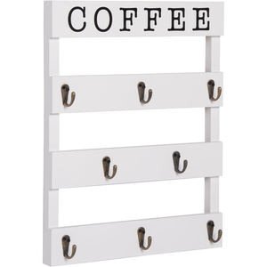 Support mural moderne en bois massif écologique pour tasses à café, 8 crochets, pour cuisine, bar à café, grandes tasses - Product Image 4