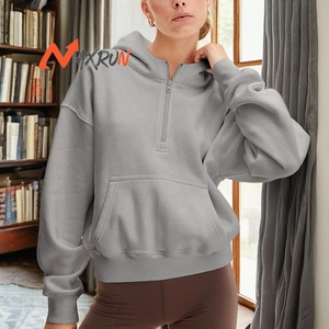 Sudaderas de gimnasio para mujer con suéter con cremallera 1/4 de talla grande holgado informal con capucha Y2K con un bolsillo conveniente - Product Image 1