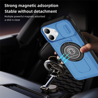 Pour iPhone 16 étui de couverture complète fenêtre poussoir support de téléphone magnétique étui arrière pour iPhone 16 Plus 15 + 14 Pro Max 13 12 Mini 11 étui