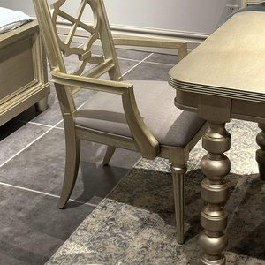 Pháp đất nước sang trọng vàng cổ điển bàn ăn đặt 6 chỗ khai hoang gỗ rắn cổ vàng đau khổ bàn ăn bằng đá cẩm thạch - Product Image 4