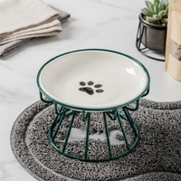 Gamelle en céramique blanche élégante pour animaux de compagnie avec support en fer surélevé, écologique, étanche et anti-renversement pour chats