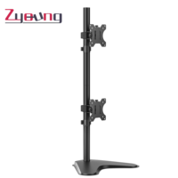 Support de moniteur double avec support de moniteur vertical et bras articulés Support d'écran d'ordinateur pour 2 écrans Bras de moniteur