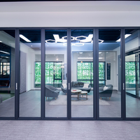 Portes pivotantes extérieures en aluminium à double vitrage Low-e, portes pliantes pour balcon et patio