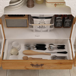 Buffet en bois massif ART NEST avec 2 tiroirs et porte en verre, design moderne pour salon et hôtel - Product Image 5