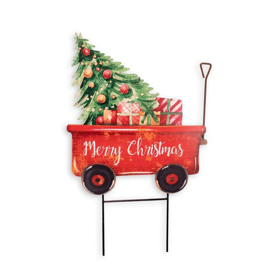 Panneau de bienvenue en métal Joyeux Noël Piquet de jardin pour camion étanche pour extérieur Patio Cadeaux de Noël