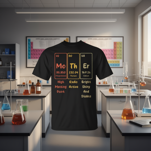 T-shirt de chimie avec tableau périodique de la mère nature, unisexe, noir, 100% coton - Product Image 3