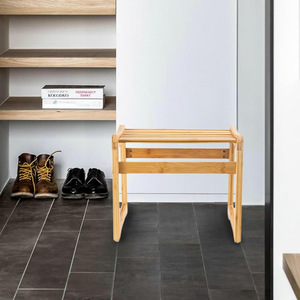 Bamboo <b>Bathroom</b> <b>Stool</b> 38x32x31cm Solid Wood Multi-Functional Chair <b>For</b> Home Living Room And <b>Bathroom</b> - Product Image 5