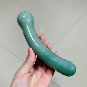 Varita de Masaje Yoni de Cristal de Aventurina Verde Natural Curativa, Juguete Sexual para Mujeres, Dildo para Punto G, Varitas Yoni Curvas de Jade con Forma de Pene - Product Image 1