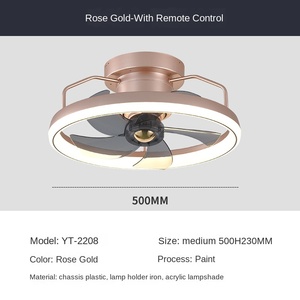 พัดลมเพดานในร่มดีไซน์ยุโรปทันสมัยพร้อมไฟและรีโมทตัวโคมไฟอะคริลิคใหม่ DC มอเตอร์สำหรับห้องนั่งเล่นโรงแรมห้องนอน - Product Image 3
