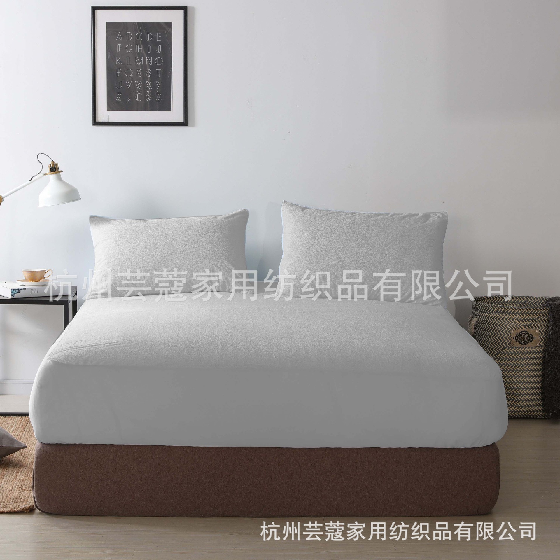 Paño de Terry gris puro sábana ajustable