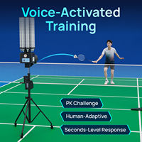 Máquina Lanzapelotas de Bádminton SIBOASI B5 para Entrenamiento en Línea, Control por Aplicación/Control Remoto, Batería de Litio, Frecuencia de Servicio de 0.75~7 Segundos, 21 Puntos