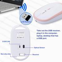 En stock, ratón inalámbrico óptico recargable, portátil, ultrafino, Bluetooth 2.4G de 1600DPI para PC y portátil.