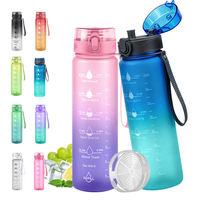 Bouteille d'eau minimaliste en Tritan sans BPA, étanche, 32 oz, avec corde, pour le fitness, la randonnée, les voyages en plein air - Couleur personnalisable