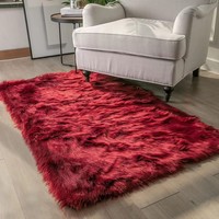Tapis rectangulaire moderne en fausse fourrure de lapin, imitation peau de mouton, à poils longs