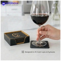 Kit de supports vierges pour gravure laser en cuir, ensemble de sous-verres en cuir PU personnalisables et gravables au laser pour bar et usage domestique