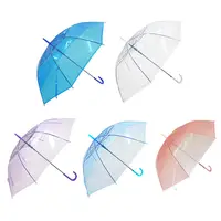 Einweg kinder Bunte manuelle Regenschirme mit langem Griff Rainy Day Transparenter klarer Regenschirm