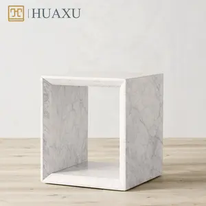 Huaxu moderno design semplice decorazione per la casa croce in marmo naturale bianco marmo tavolino da caffè