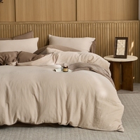 Ensemble complet de literie en coton solide tout-en-un : housse de couette, drap et taies d'oreiller inclus