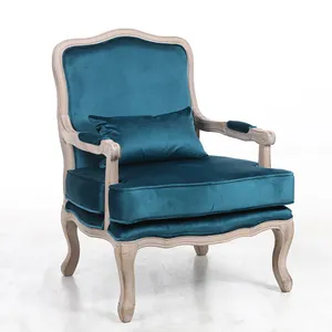 Modern tasarım mobilya seti ahşap çerçeve kadife tepeli şezlong Accent kol sandalye