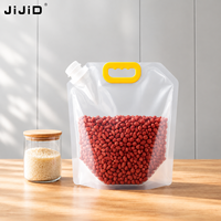 Pochette transparente alimentaire JIJID avec bec verseur et poignée, réutilisable, anti-fuite, pour le stockage des céréales, du riz et des haricots