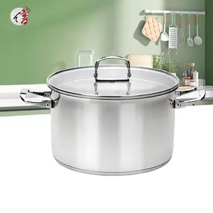 Grosir Kualitas Tinggi Bentuk Lurus Stainless Steel Panci Memasak dan Panci Peralatan Masak Set dengan Pegangan Bergerak