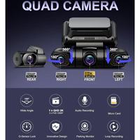 Nouvelle caméra de tableau de bord de voiture 3,2 pouces 4 caméras HD 4 canaux 1080P avec WIFI intégré, vision nocturne HD, capteur G, DVR de voiture D88S