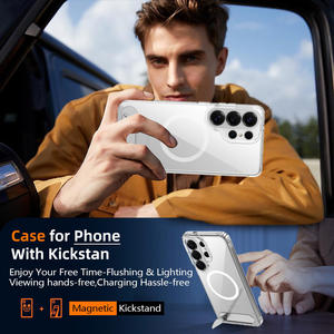 Высококачественный прозрачный противоударный и антижелтый чехол-накладка с магнитом и подставкой для Samsung S26 Ultra - Product Image 6