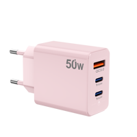 Chargeurs de téléphone de voyage certifiés norme européenne 50W USB a 3 ports, charge rapide QC 3.0 PD Type C OTP OVP