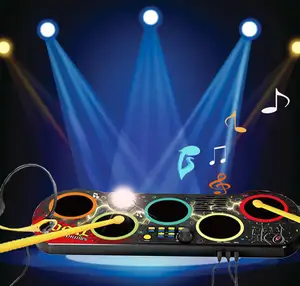 यूनिसेक्स प्लास्टिक खिलौना पैडल स्पीकर बैटरी जैज़ ड्रम स्टिक संगीत वाद्ययंत्र इलेक्ट्रिक ड्रम सेट बच्चों के शुरुआती अभ्यास के लिए - Product Image 1