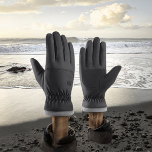 Gants d'hiver unisexes avec cordon de serrage, en polyester coupe-vent et imperméable, doublés de polaire, épais et chauds, pour le sport et le cyclisme - Product Image 3