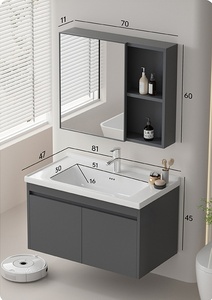 Modern Minimalist Honeycomb Aluminum Alloy Bathroom Vanity with Smart <b>Mirror</b> Integrated Ceramic Basin for <b>Small</b> Hotel Bathroom - Product Image 6