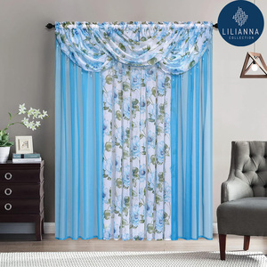 Rideaux transparents de luxe de style américain pour le salon, légers, 7 pièces, imprimés de fleurs, rideaux de salon pour la maison - Product Image 1